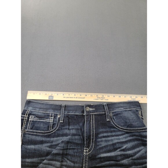 BKE Carter Jeans Mens 36R Blue Dark Wash Relaxed Straight Contrast Stitching - Picture 5 of 14